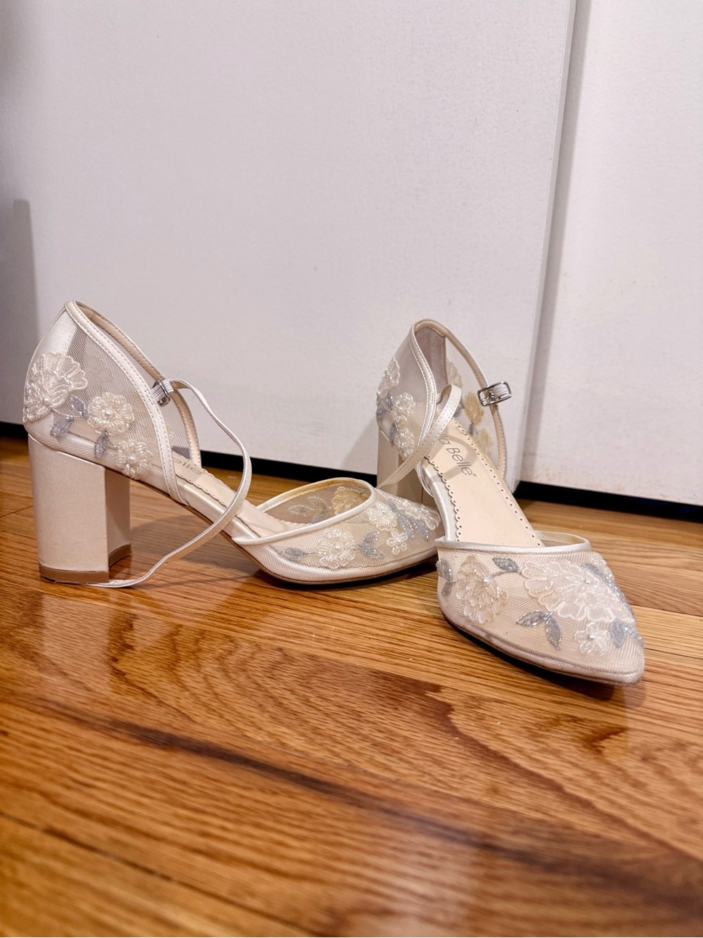 Vivian Bella Belle - Something Blue Ivory Block Heel Wedding Shoes